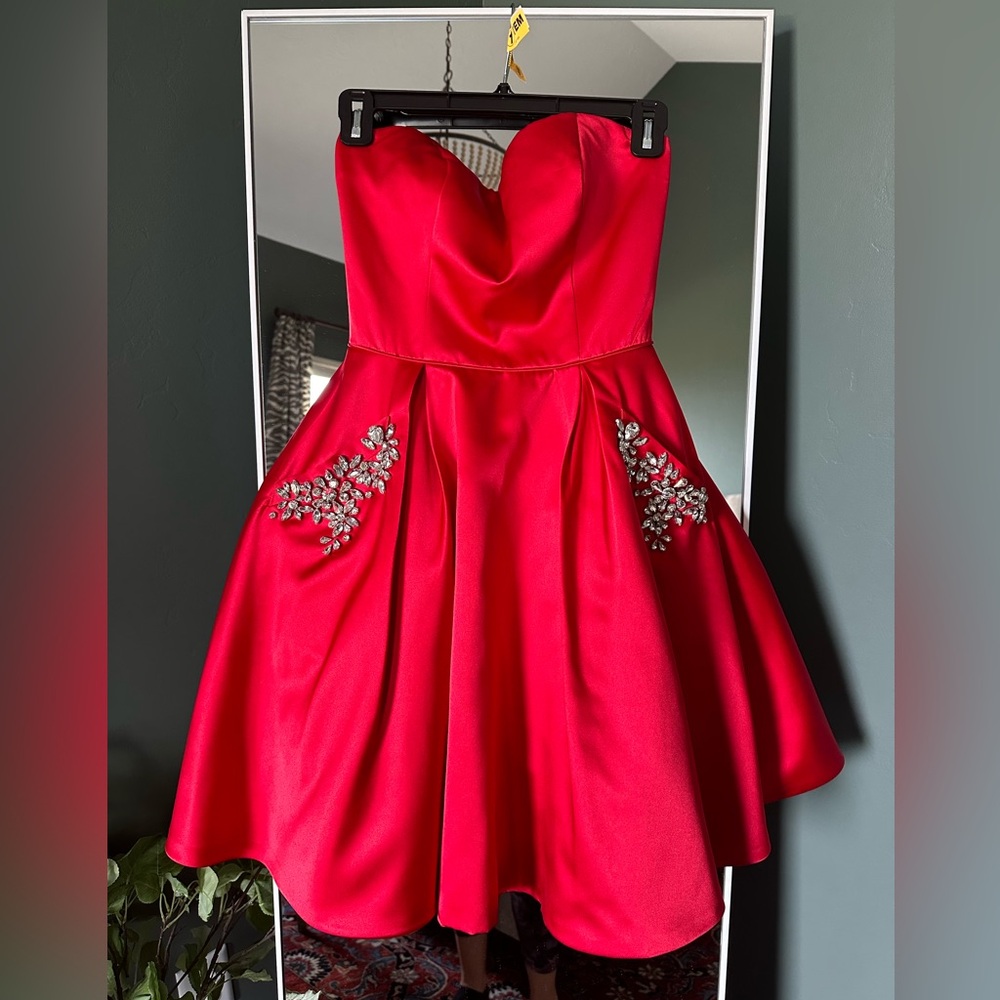 Sherri Hill Red Strapless Prom Dress